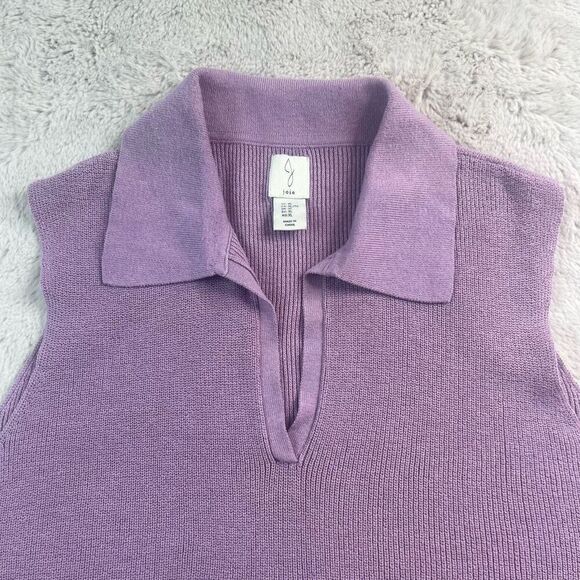 JOIE Knit Top Womens XL Purple Collared Sleeveless Soft Vneck Vest - Picture 3 of 10